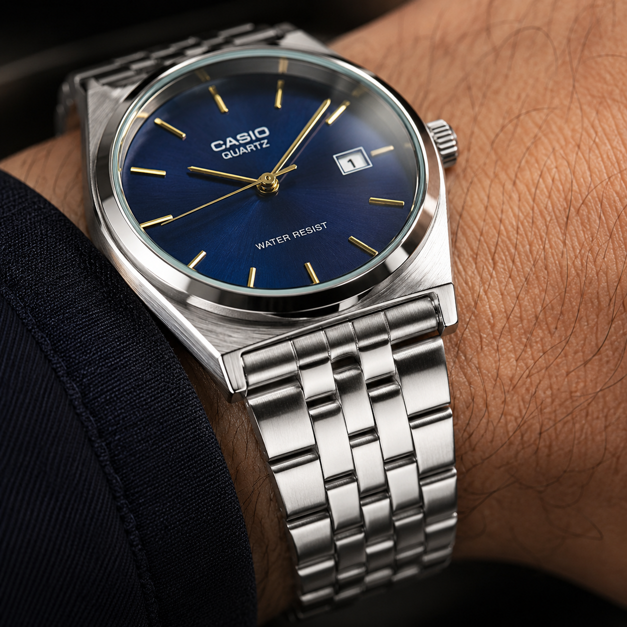 Casio Quartz Blue Dial – Acier Argenté