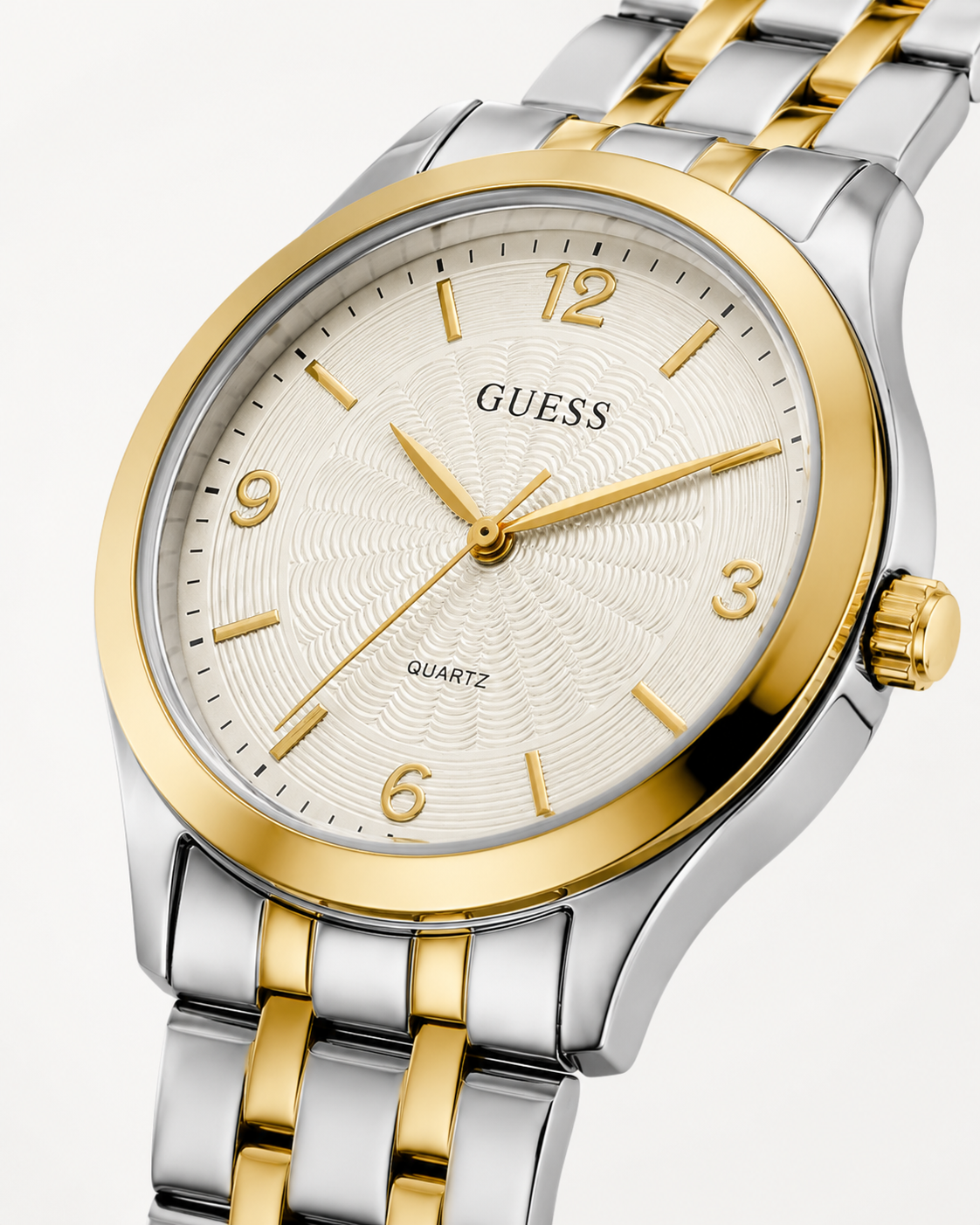Guess Two-Tone Quartz Watch with Champagne Dial