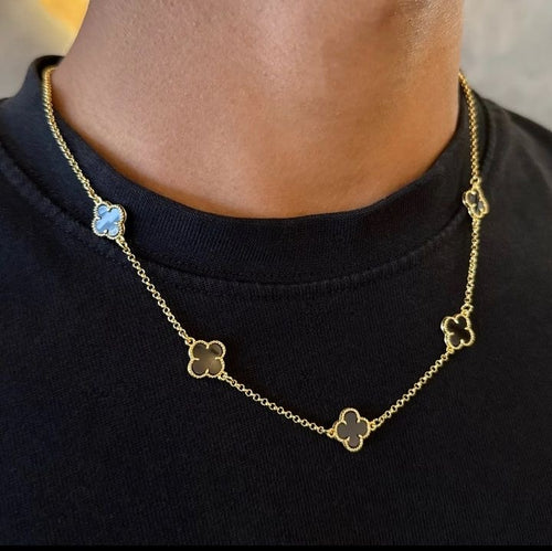Collier et bracelets van cleef (argent noir) acier inoxydable matière stanless steel