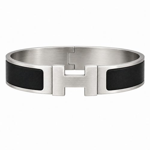 Bracelet Hermès Homme – Manchette Argent Brossé avec Fermoir H 7cm taille