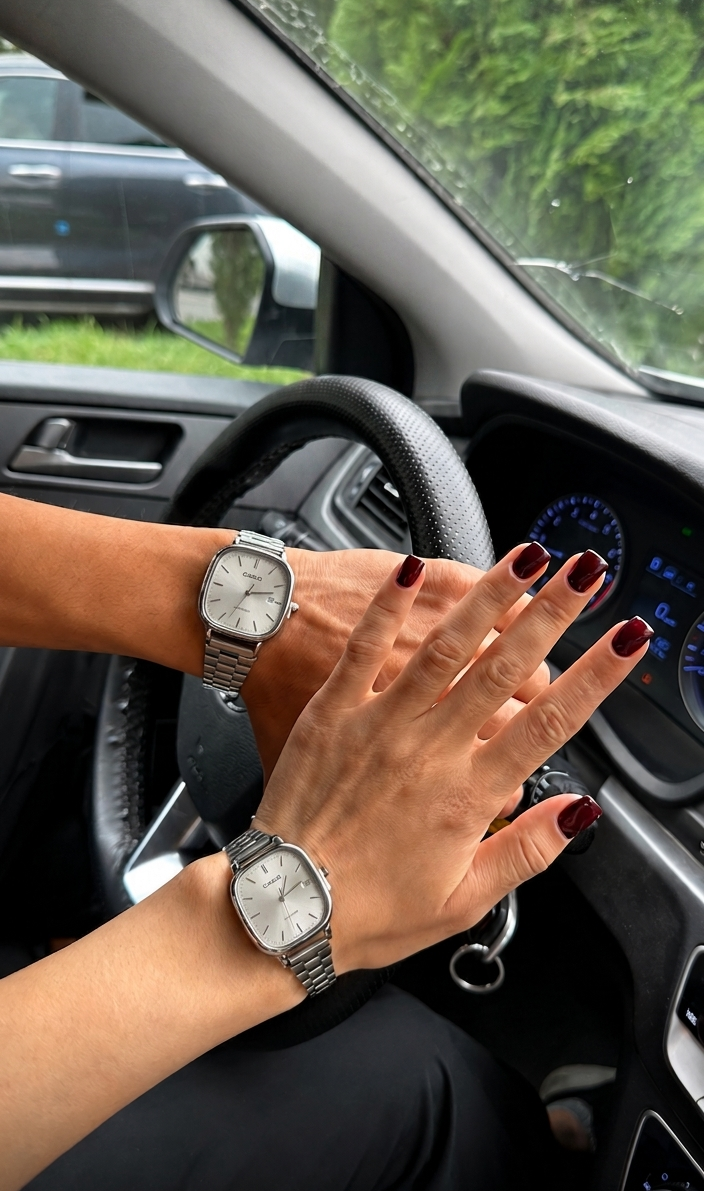 Casio Couple Set – Crème & Silver