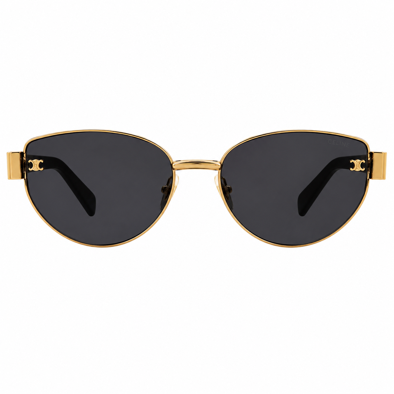 Lunettes de soleil œil-de-chat dorées – Verres noirs style luxe