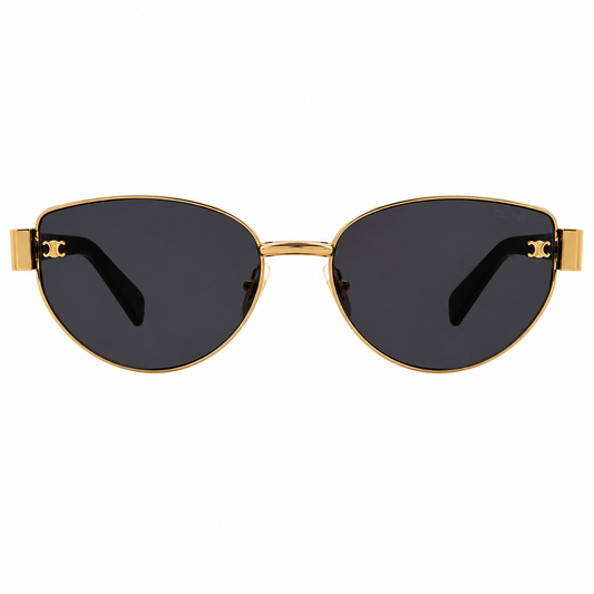 Lunettes de soleil œil-de-chat dorées – Verres noirs style luxe