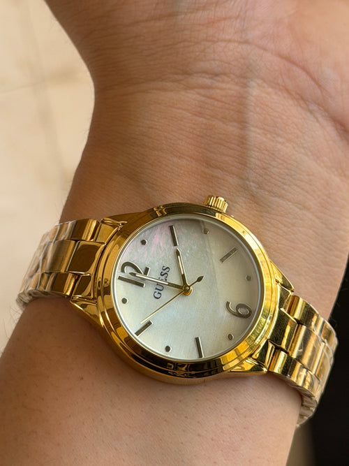 Guess Gold-Tone Quartz Watch with Champagne Dial