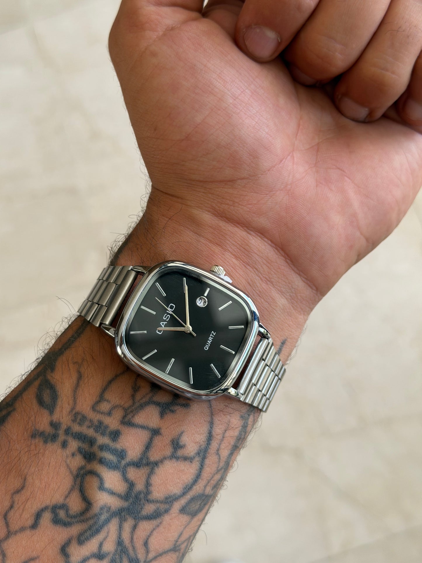 Casio Cushion Silver – Cadran Noir