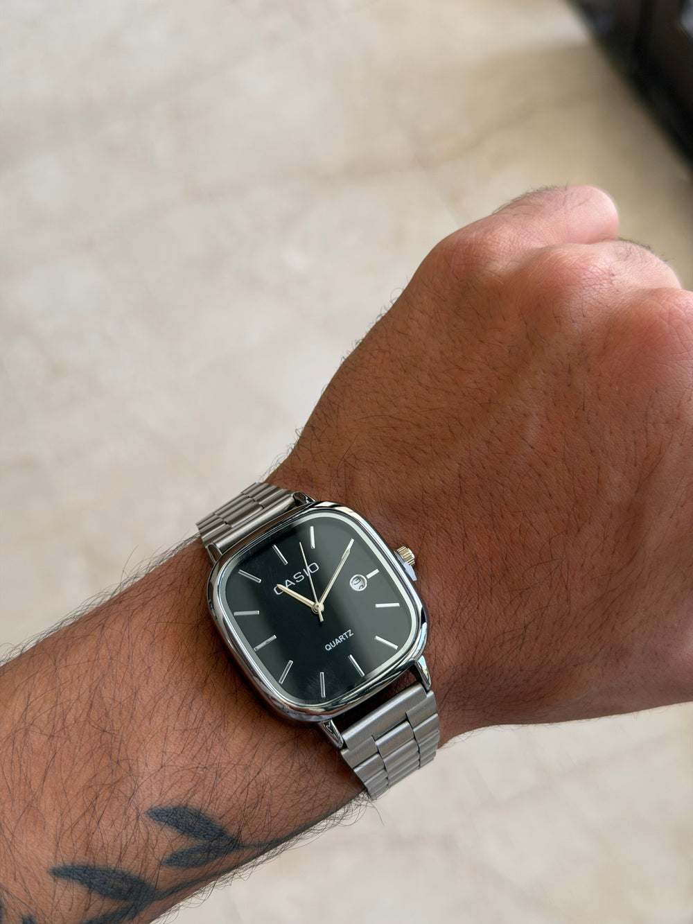 Casio Cushion Silver – Cadran Noir