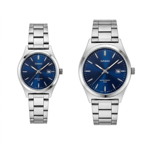 Casio couple argent bleu