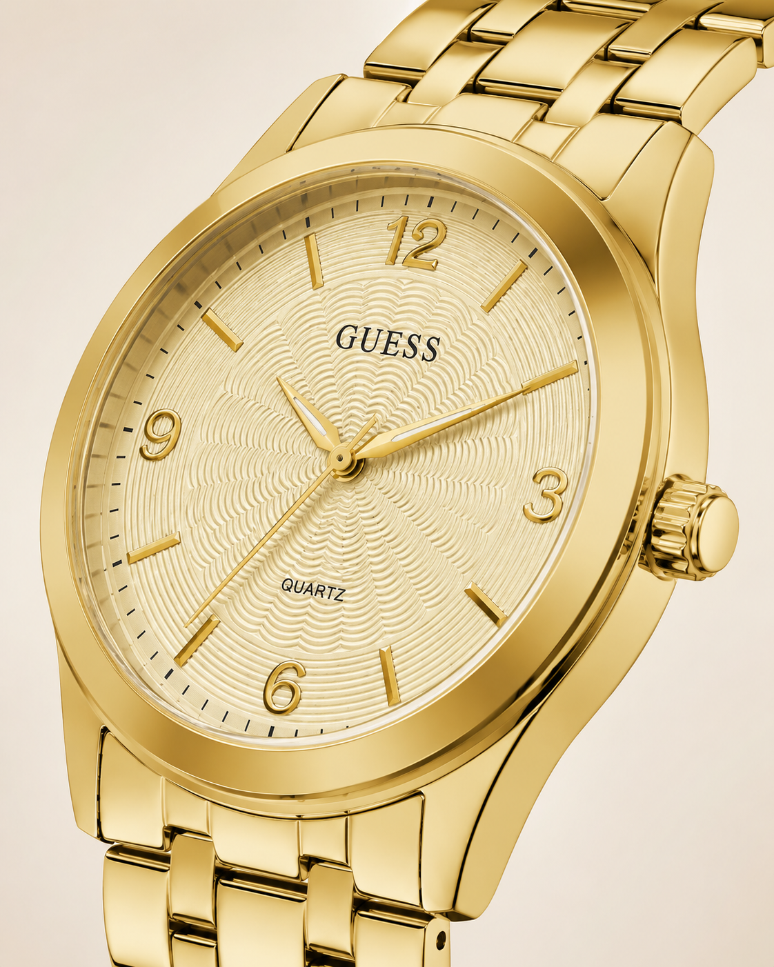 Guess Gold-Tone Quartz Watch with Champagne Dial
