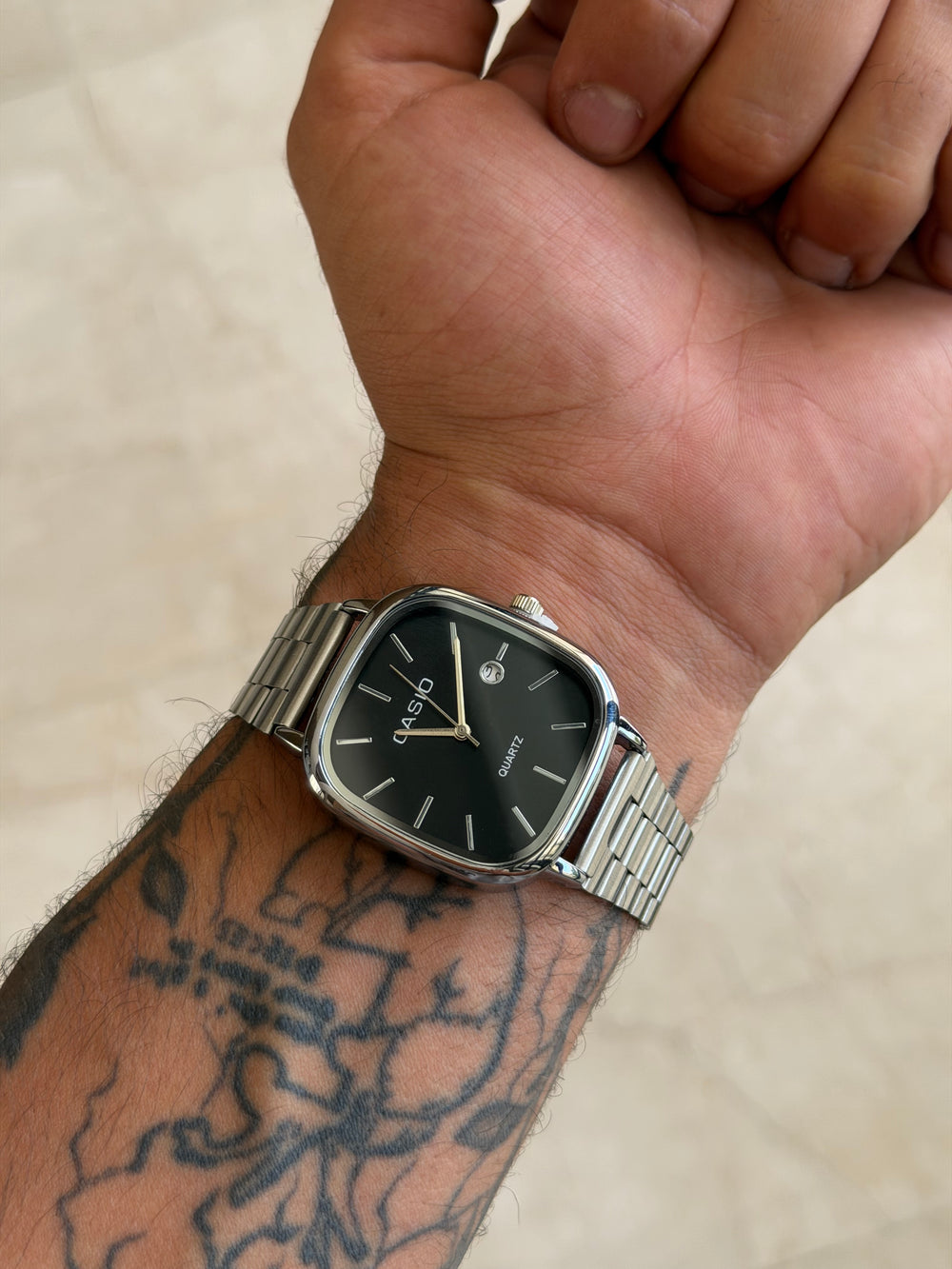 Casio Cushion Silver – Cadran Noir