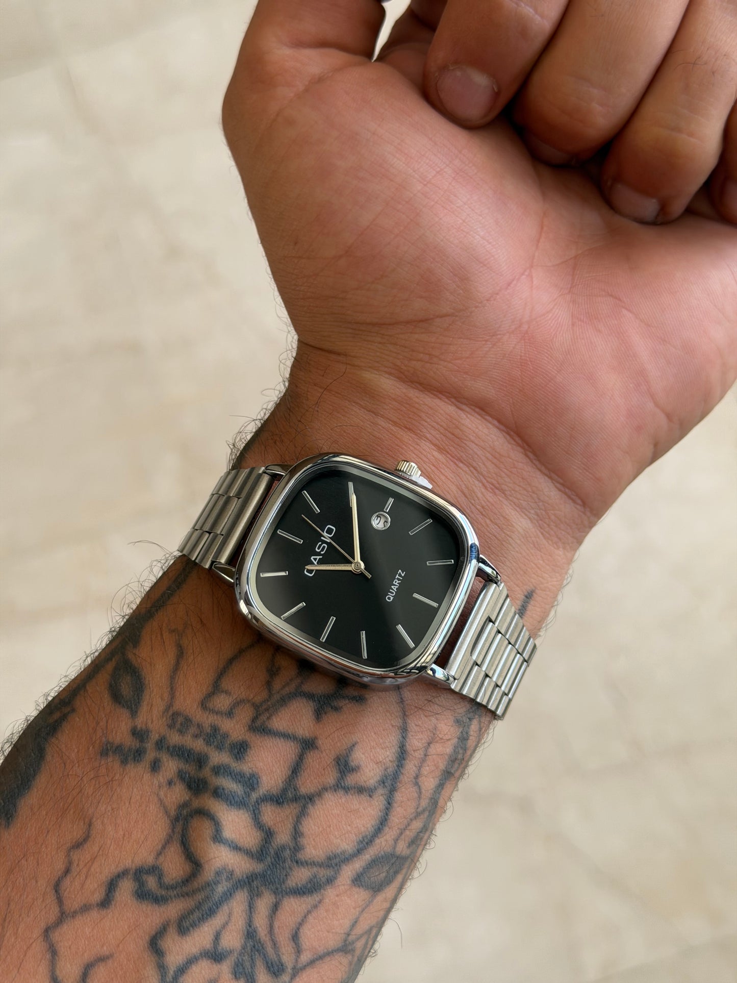 Casio Cushion Silver – Cadran Noir
