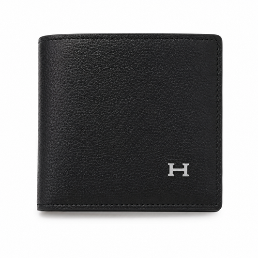 Portefeuille homme noir – Cuir texturé avec logo H argenté