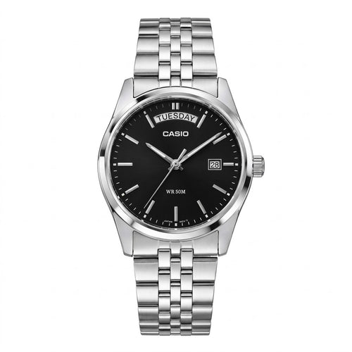 casio day date mtp b146 argent noir