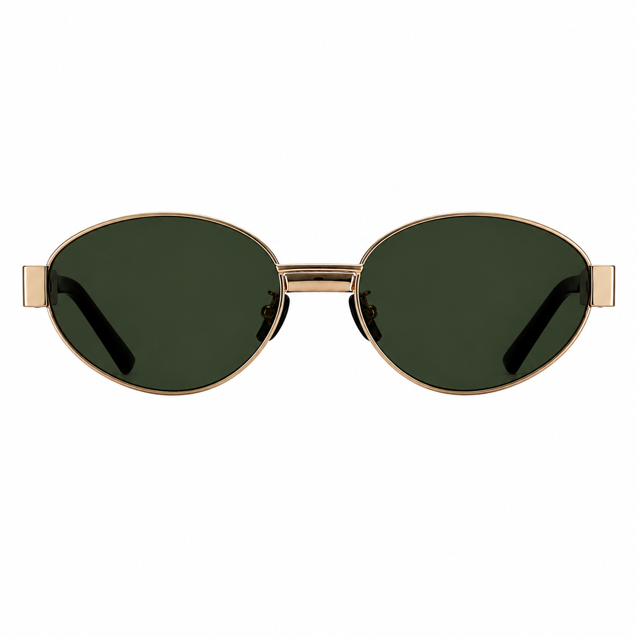 Lunettes de soleil ovales dorées – Verres verts fumés