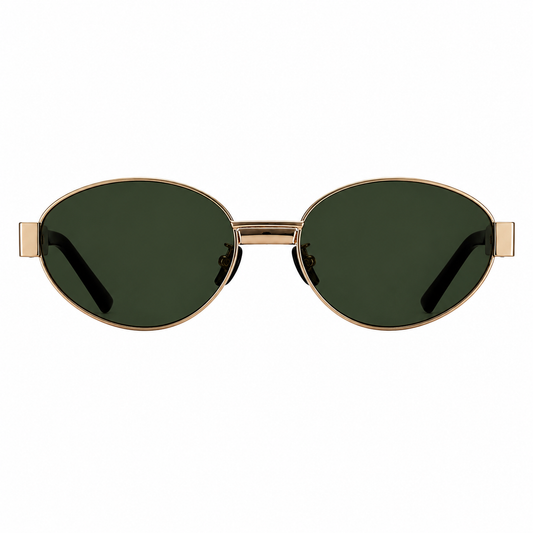 Lunettes de soleil ovales dorées – Verres verts fumés
