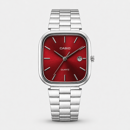 Montre Homme Casio Moderne au Cadran Rouge
