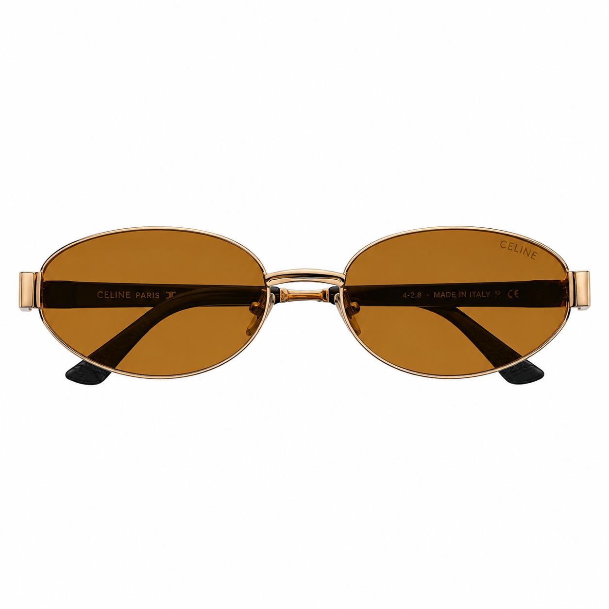 Lunettes de soleil ovales dorées – Verres ambrés