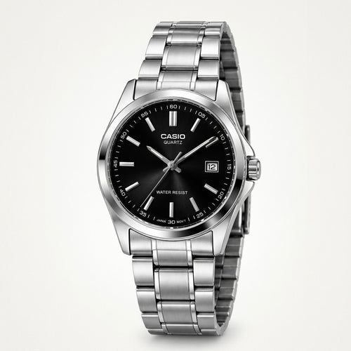 Casio Quartz Cadran Noir – Acier Argenté
