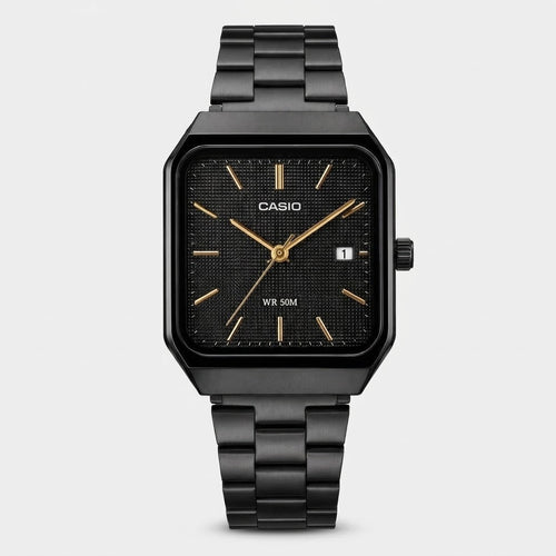 Casio Square Full Black – Edition Nuit (aiguille doré)