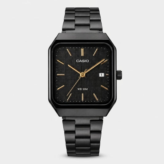 Casio Square Full Black – Edition Nuit (aiguille doré)