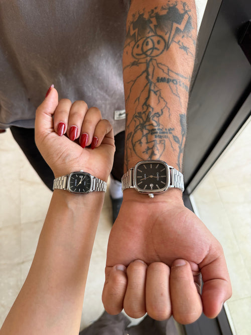 Casio Couple Set – Black & Silver