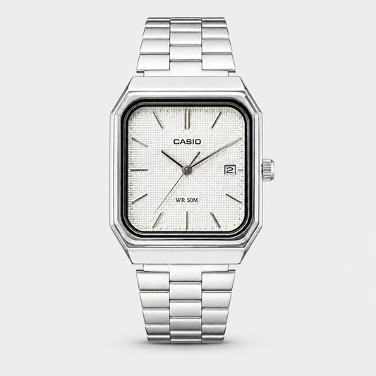 Casio Square Silver – Cadran Blanc Ivoire