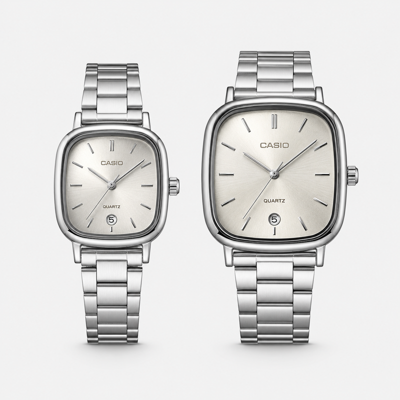 Casio Couple Set – Crème & Silver