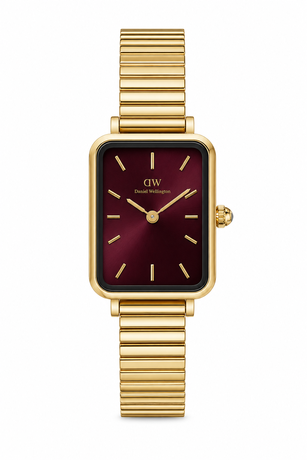 DW Classic Gold Rectangular Watch – Minimalist Burgundy Dial