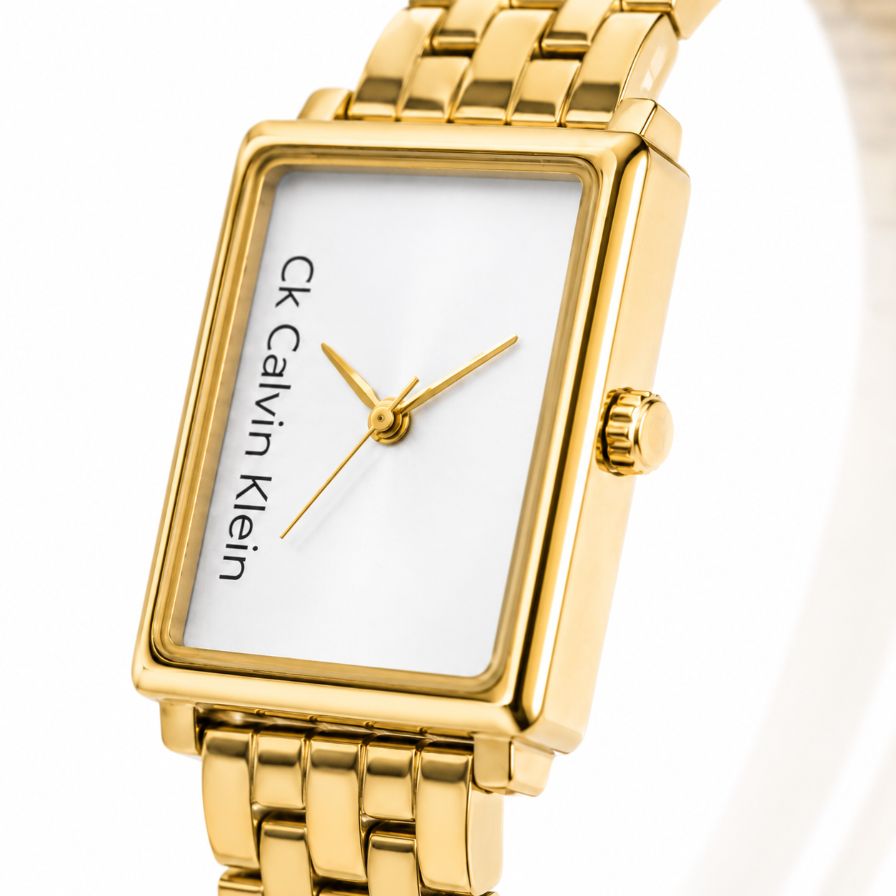 Montre Femme Calvin Klein Rectangulaire Dorée – Bracelet Acier Inoxydable