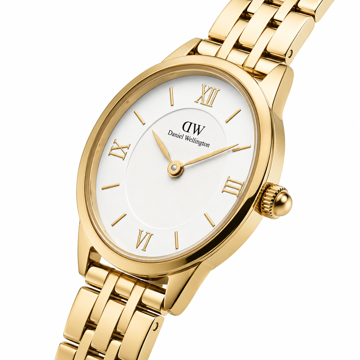 DW Gold-Tone Bracelet Watch with White Dial