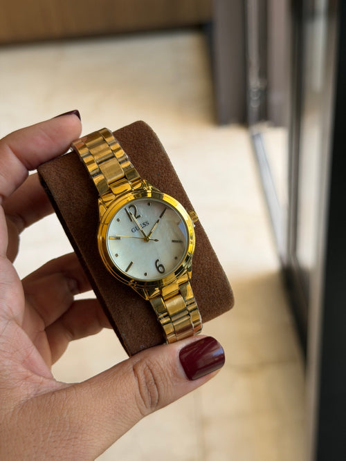 Guess Gold-Tone Quartz Watch with Champagne Dial