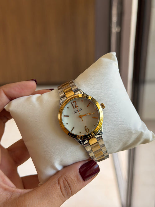 Guess Two-Tone Quartz Watch with Champagne Dial