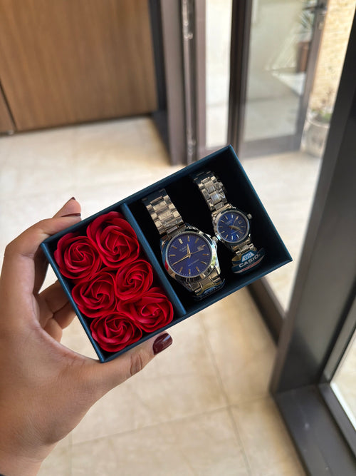 Casio couple argent bleu