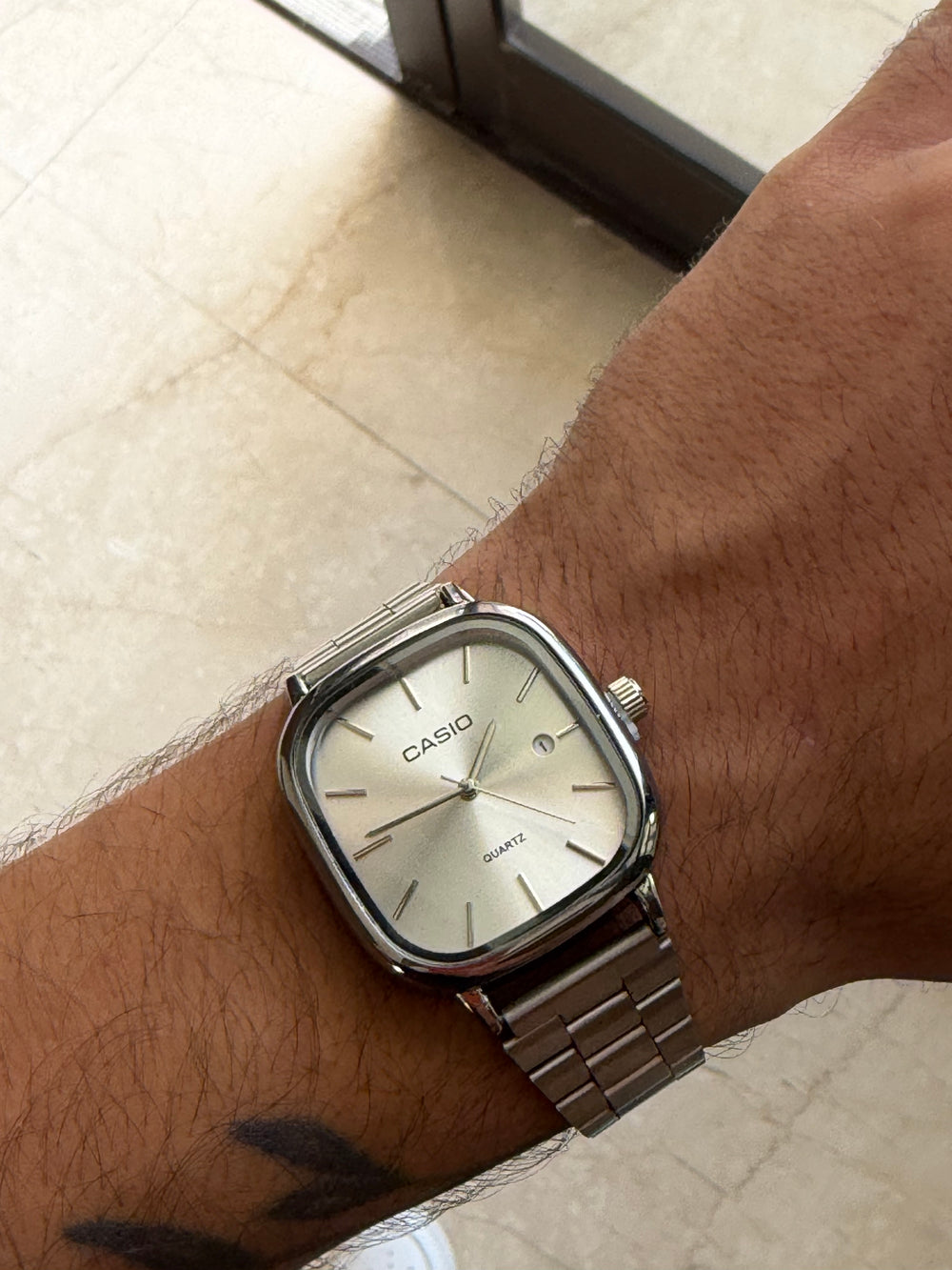 Casio Couple Set – Crème & Silver