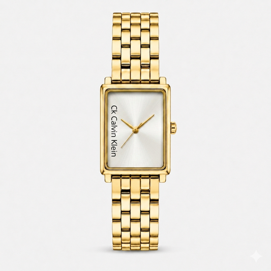 Montre Femme Calvin Klein Rectangulaire Dorée – Bracelet Acier Inoxydable
