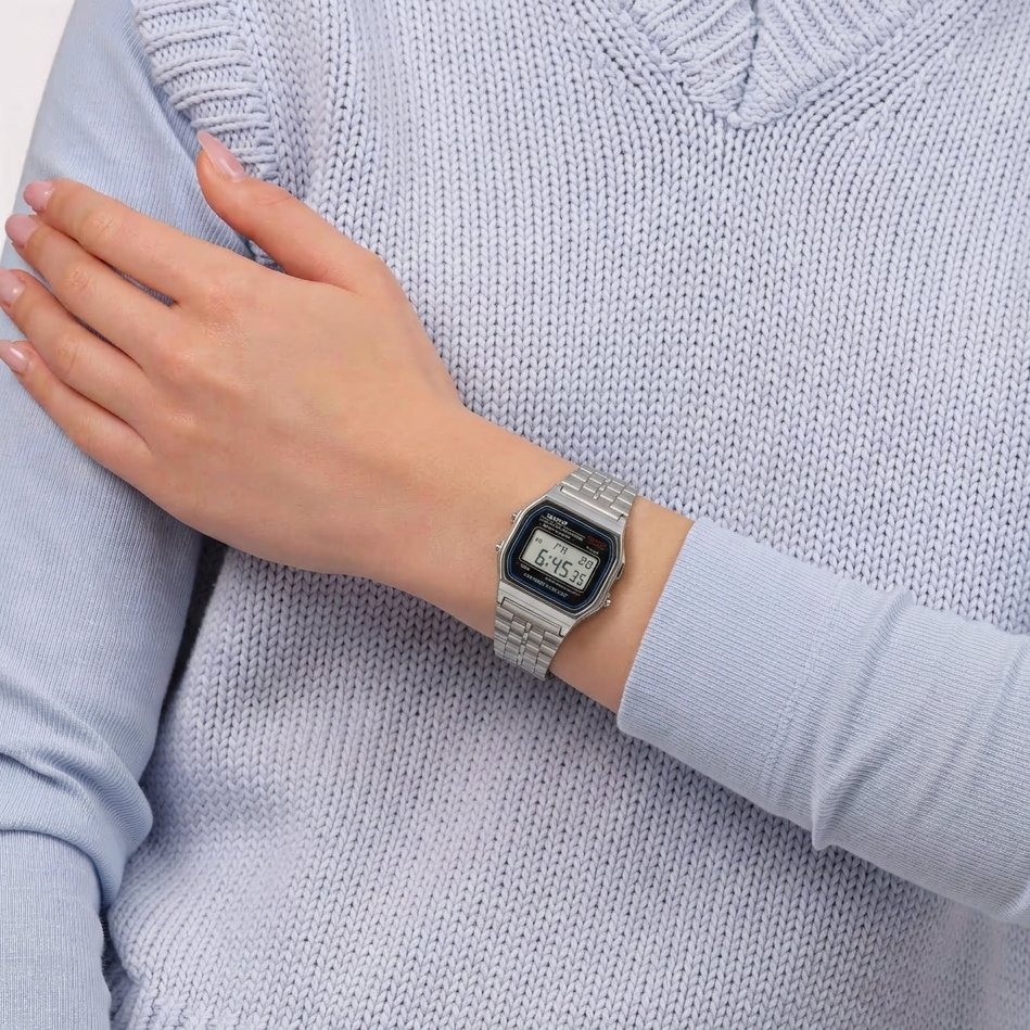 Montre Casio Numérique Rétro Homme – Acier Inoxydable, Étanche, Style Vintage