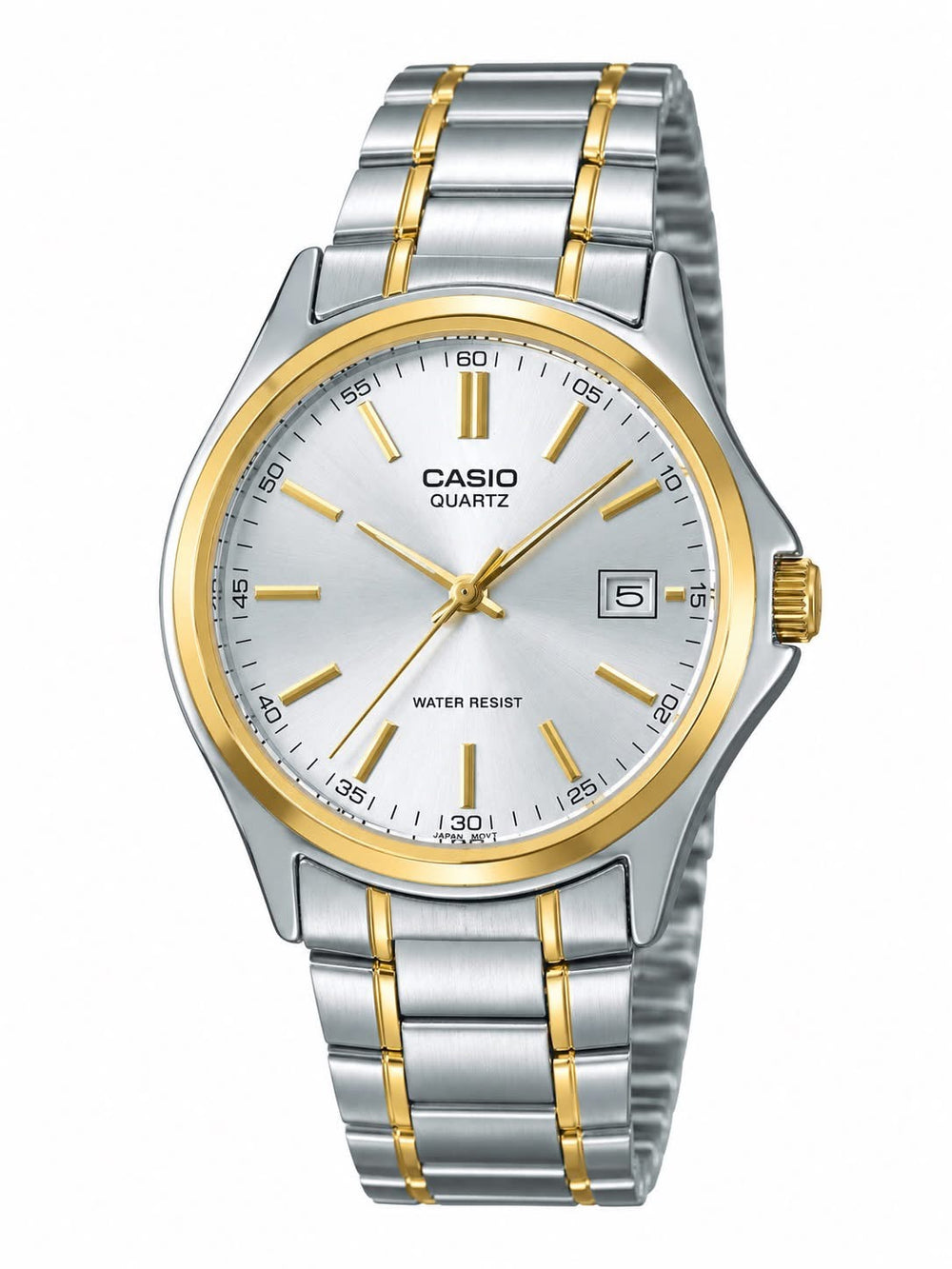 Casio rond blanc avec ceinture gris dore