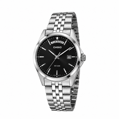 casio day date mtp b146 argent noir