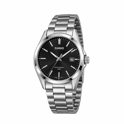 Casio rond argent noir