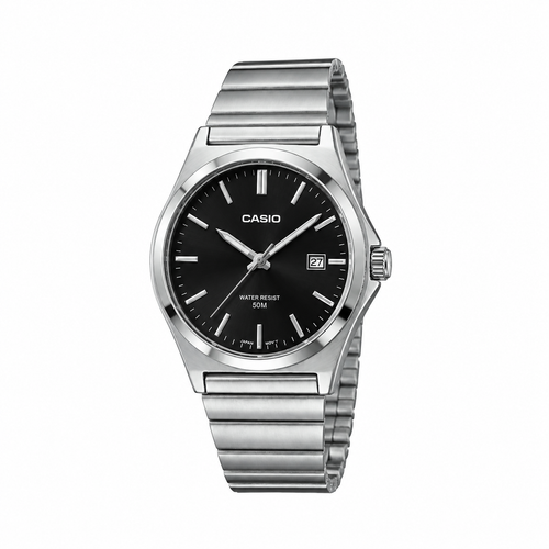 Casio Quartz Black Dial – Acier Argenté