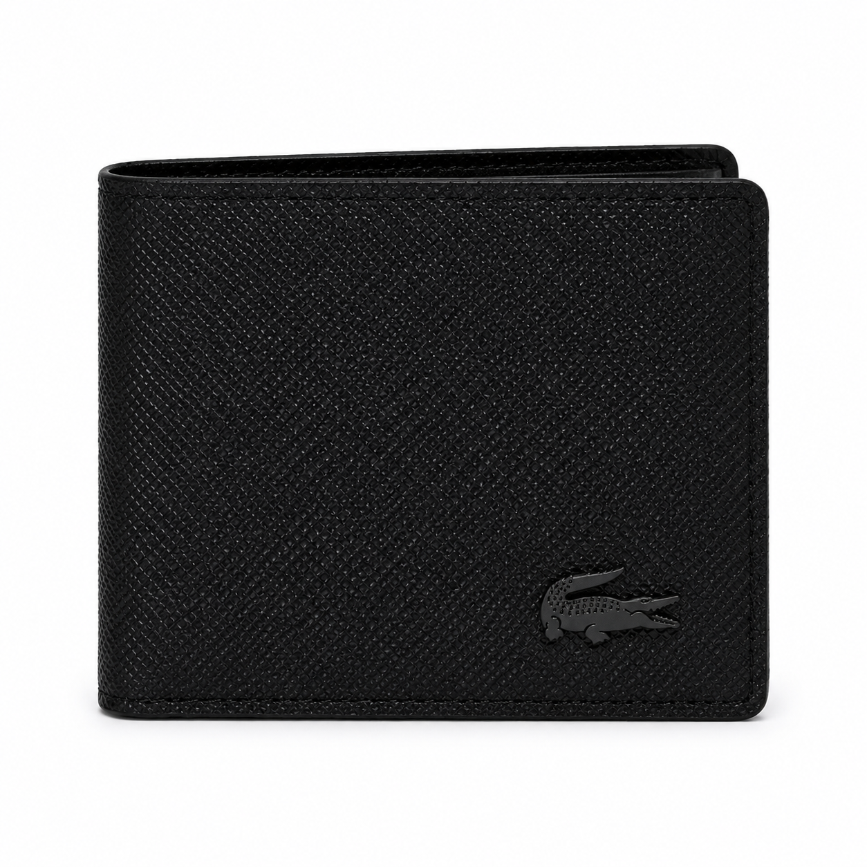Minimalist Black Lacoste Men’s Wallet – Premium Crocodile Logo Design