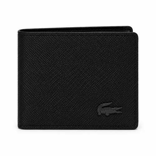 Minimalist Black Lacoste Men’s Wallet – Premium Crocodile Logo Design