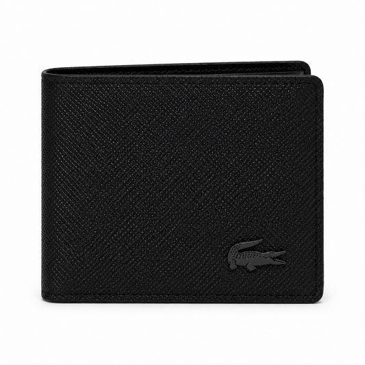 Minimalist Black Lacoste Men’s Wallet – Premium Crocodile Logo Design
