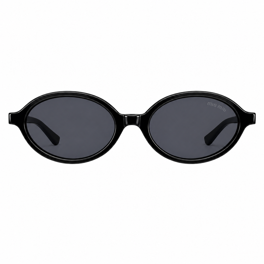 Lunettes de soleil ovales noires – Verres fumés style rétro chic