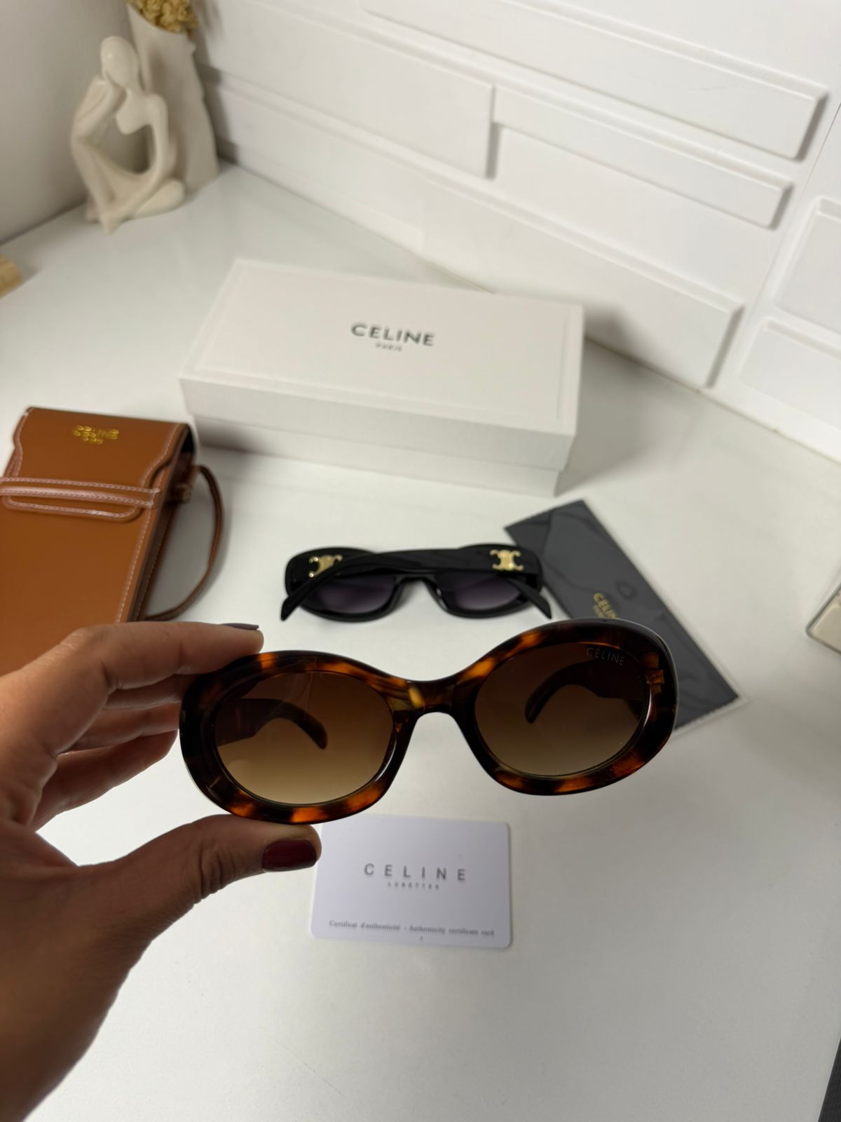 Lunettes de soleil écaille oversize – Verres marron dégradés