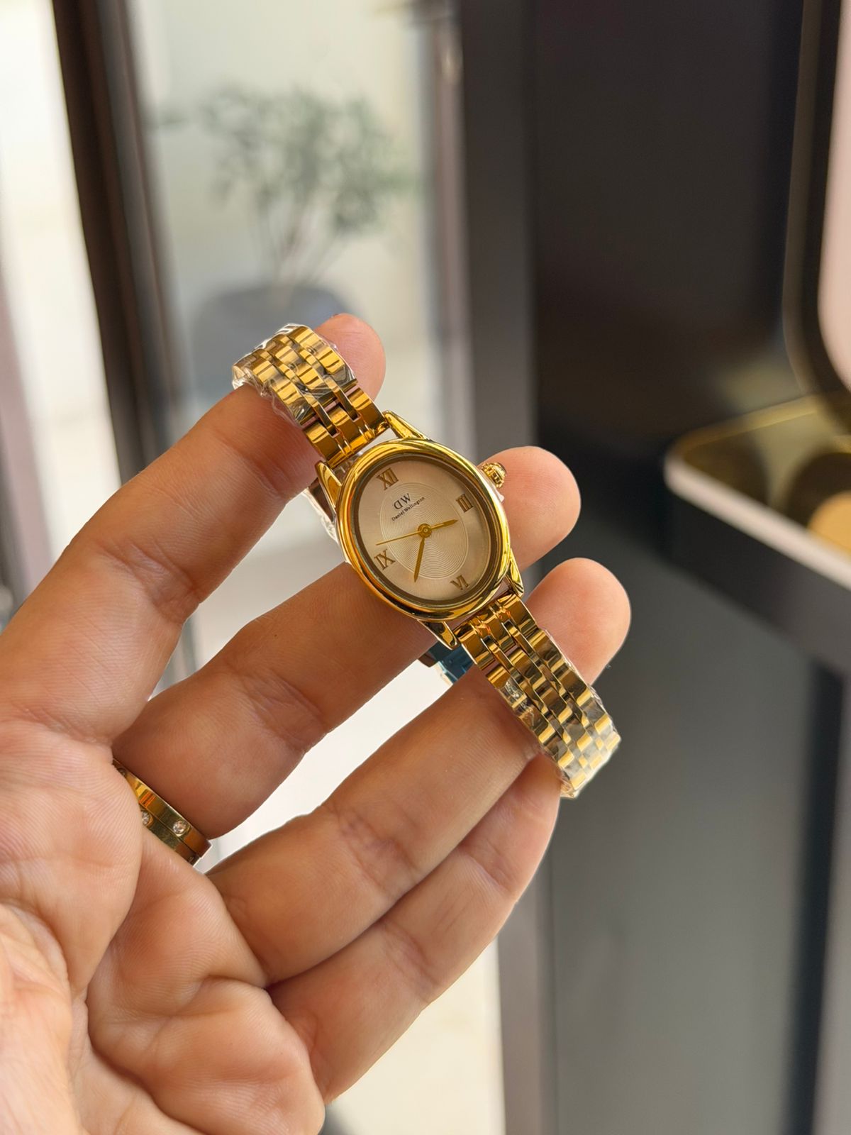 DW Gold-Tone Bracelet Watch with White Dial