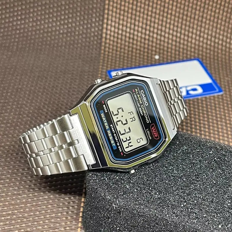 Montre Casio Numérique Rétro Homme – Acier Inoxydable, Étanche, Style Vintage